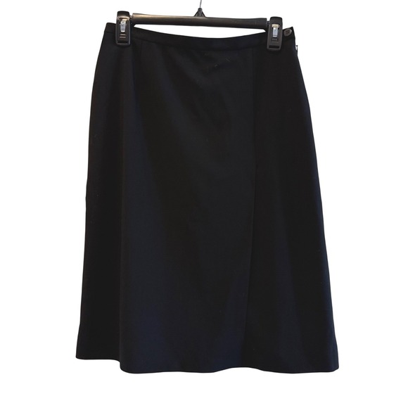 Giorgio Armani Dresses & Skirts - Giorgio Armani Black Wool Midi‎ Skirt Size 42 Made in Italy Side Zip Slit